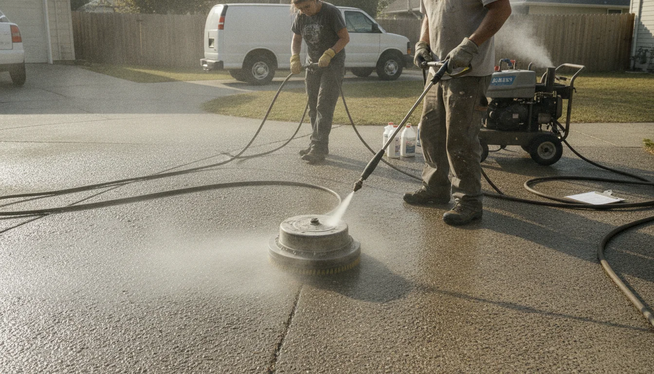 Nozzle choice can cut force for soft washing or focus it for tough spots; surface cleaners keep the wand steady at height