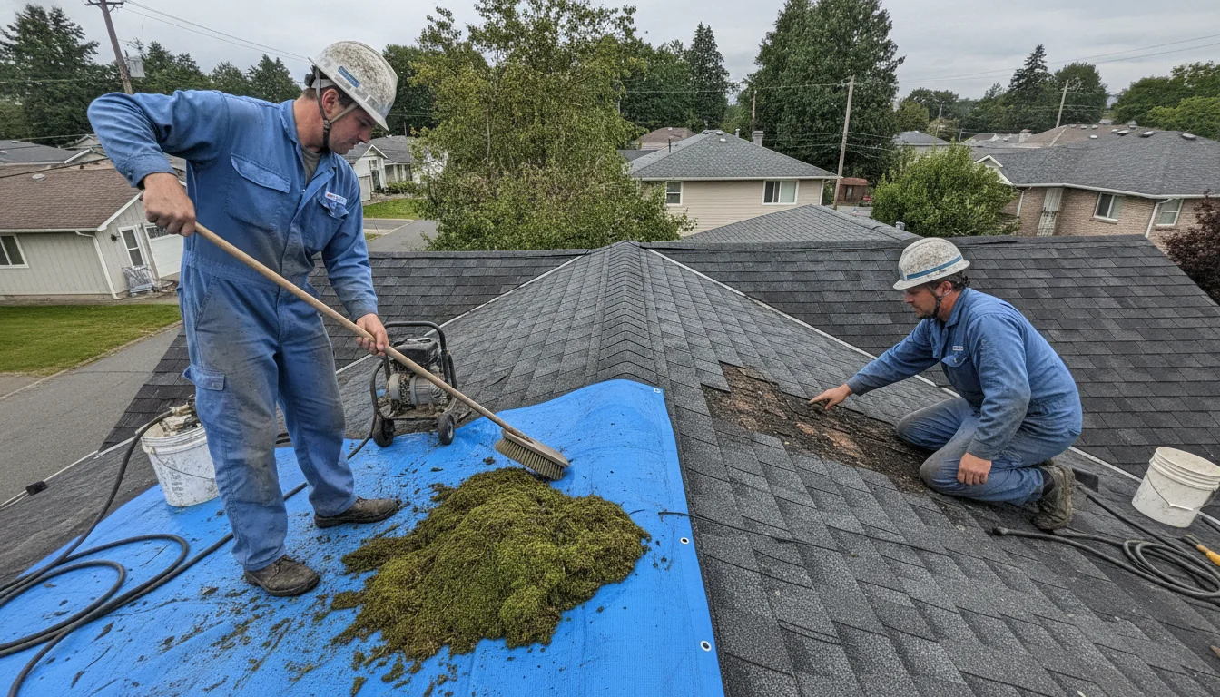 Roof moss removal vs roof replacement in Spartanburg by Pressure Washing Spartanburg
